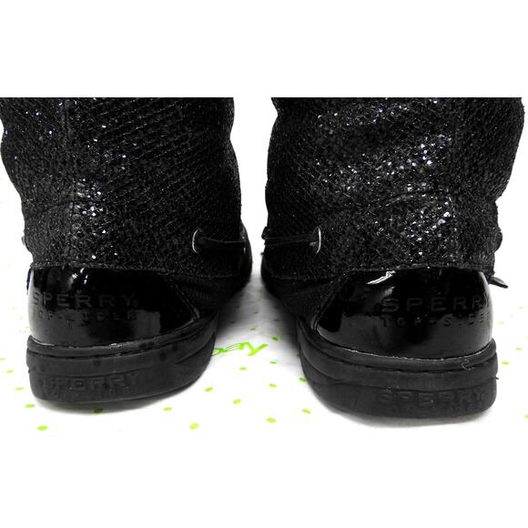 Sperry Women's 10 M Top Sider Hikerfish Black Glitter Boat Boots #9173683 - Picture 9 of 12